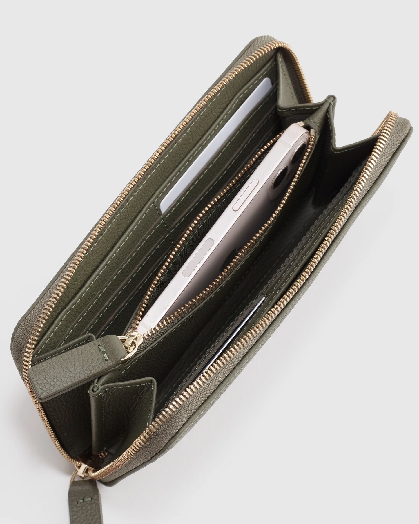 Italian Pebbled Leather Continental Wallet - One Size / Taupe