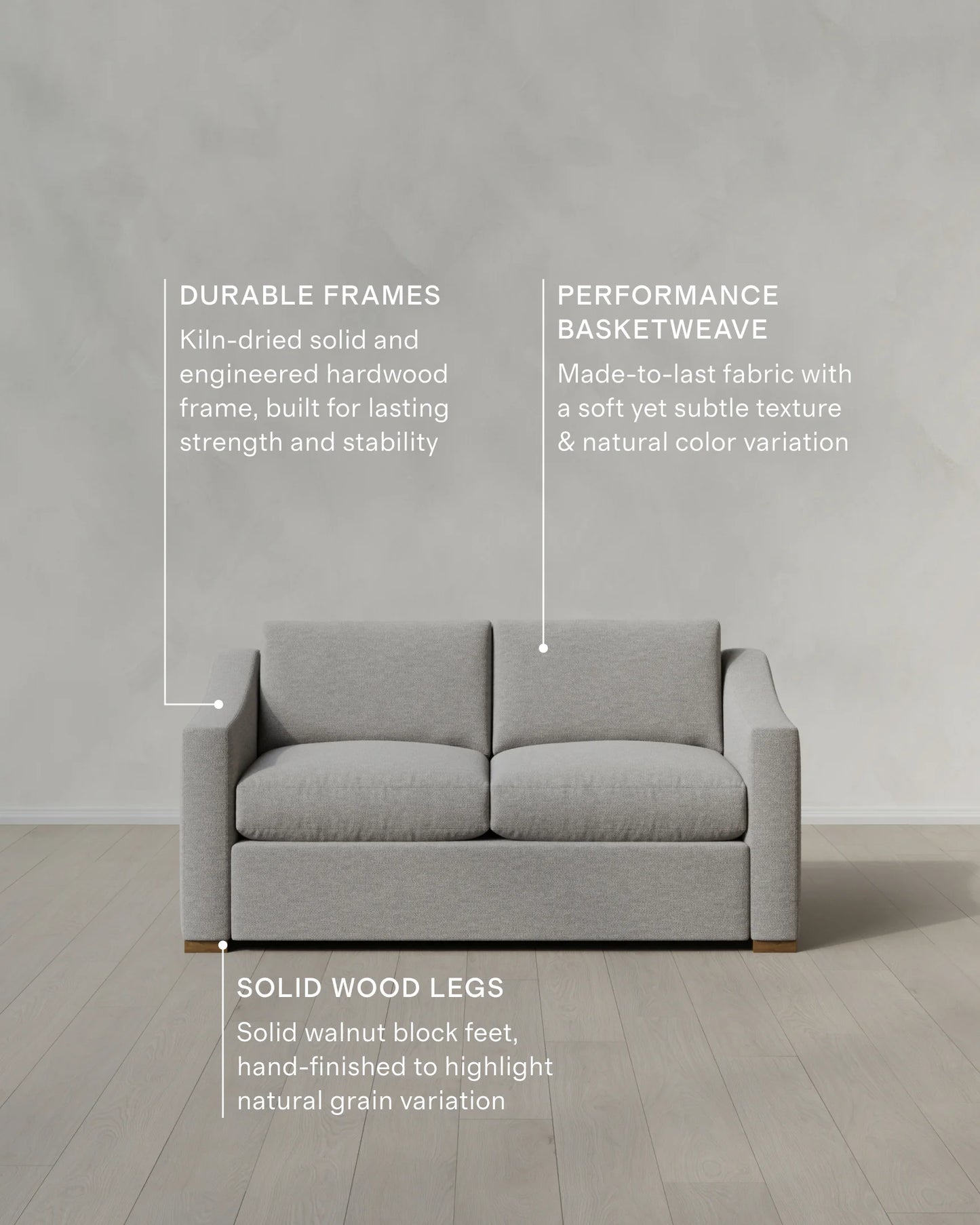 Hollis Slope Arm Sofa in Performance Basketweave - 72" / Flax