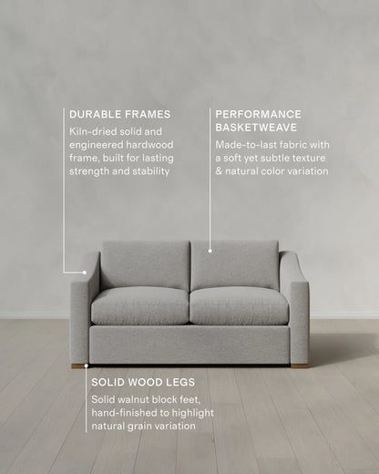 Hollis Slope Arm Sofa in Performance Basketweave - 72" / Flax