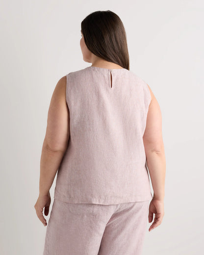 100% European Linen Tank - 1X / White