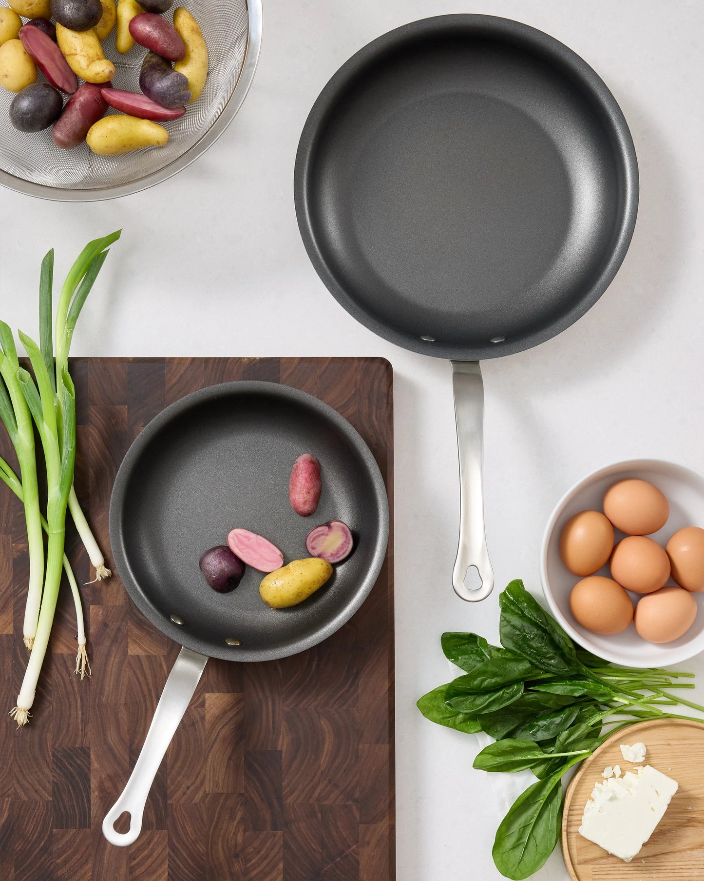 5-Ply Stainless Steel Nonstick Cookware: 2-Piece Frying Pan Set: 8" & 10" - 8" & 10" / No Color