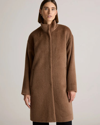 Alpaca-Wool Stand Collar Coat - XS / Rustic Brown