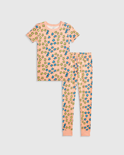 100% Organic Cotton Short Sleeve and Pant Pajama Set - 2T / Planets