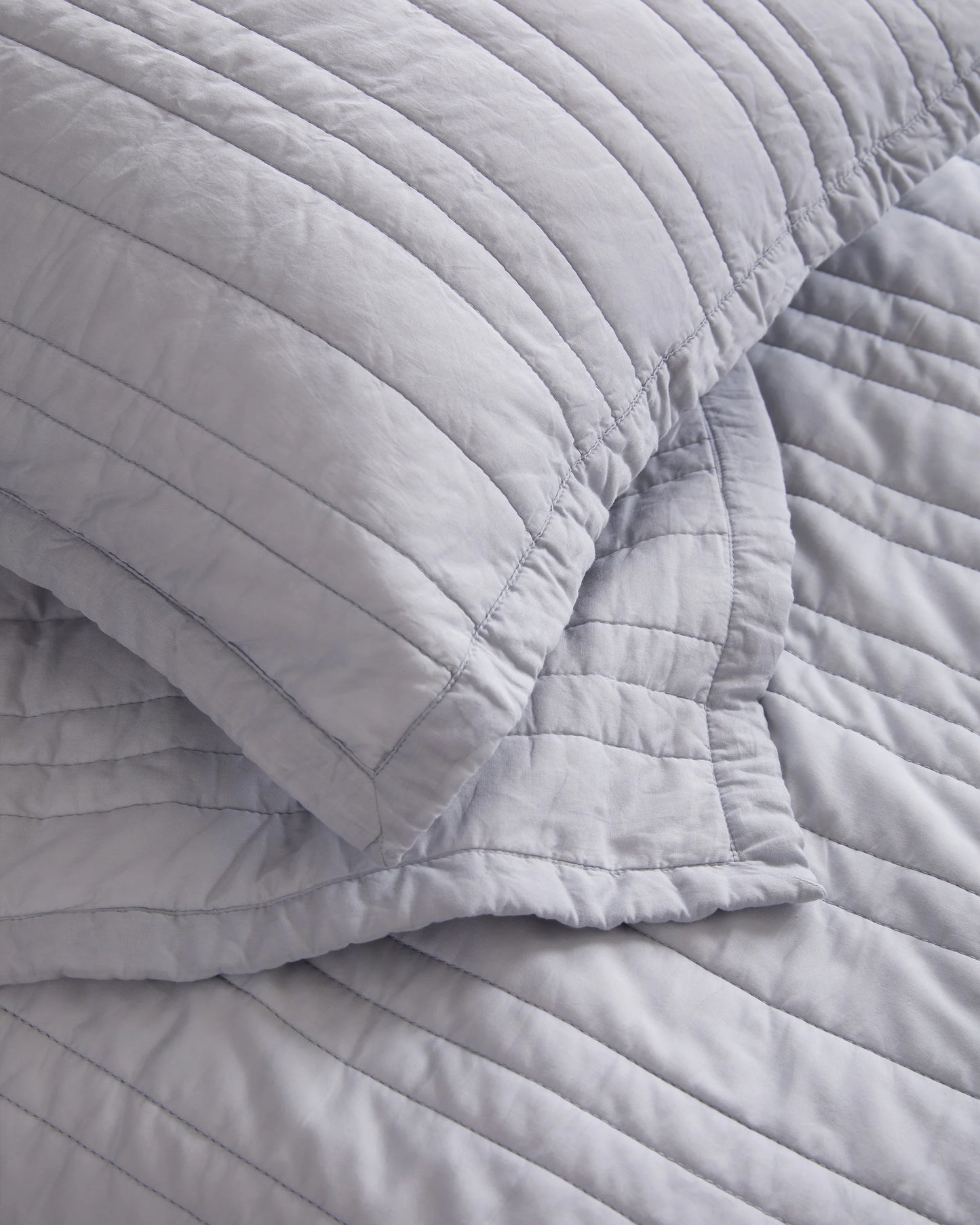 Organic Cotton Stripe Stitch Quilt - Twin / Light Blue