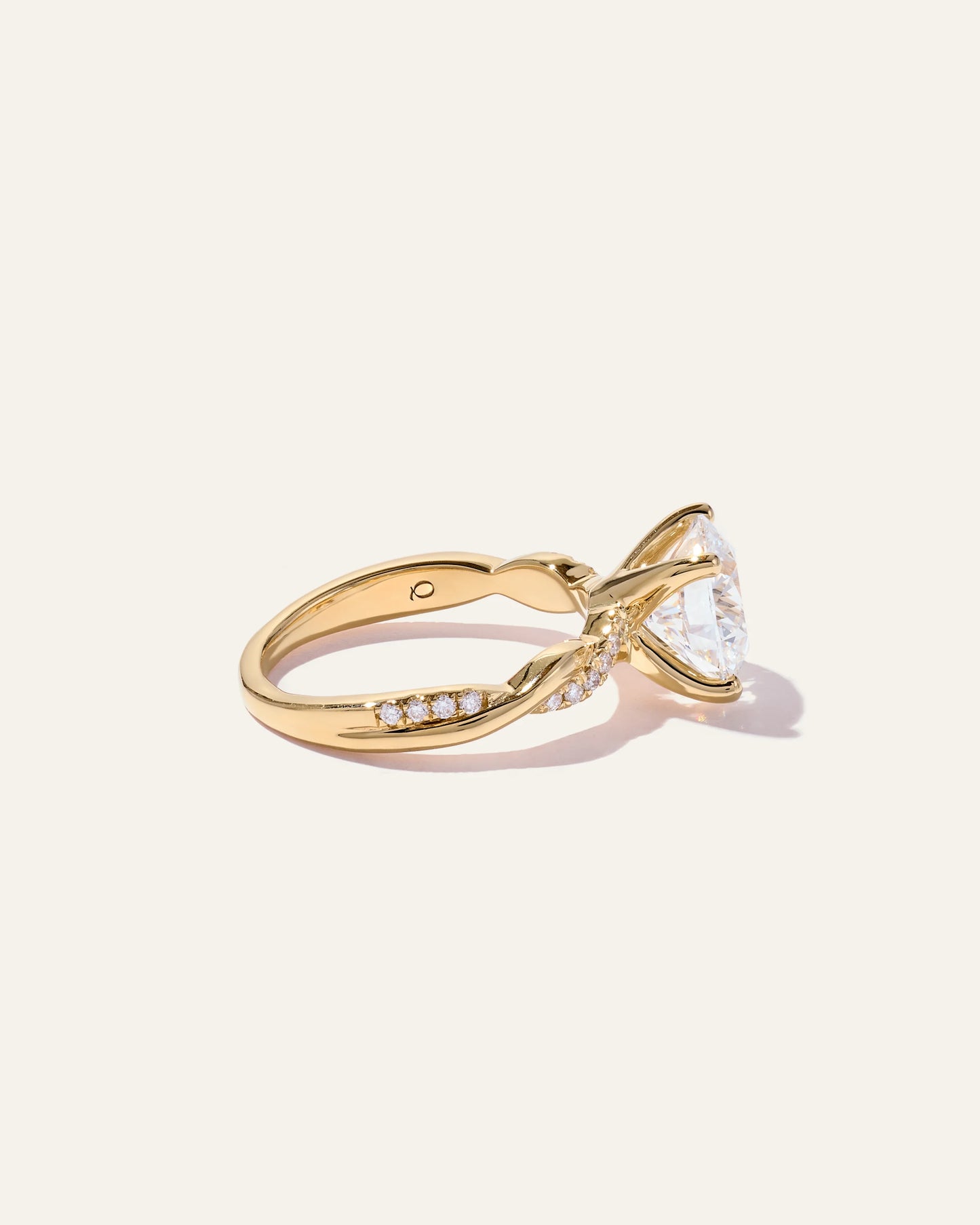 Lab Grown Diamond Round Twisted Engagement Ring - 3ct - 4 / Yellow Gold