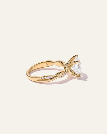 Lab Grown Diamond Round Twisted Engagement Ring - 3ct - 4 / Yellow Gold