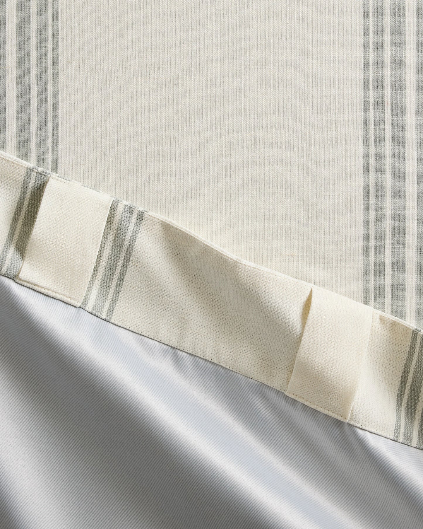 Coastal Stripe Linen Cotton Room Darkening Curtain - Single Panel - 48x84 / Ivory/Sage Green