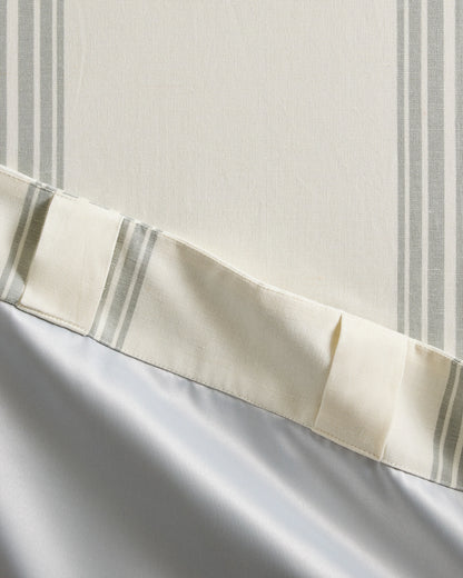 Coastal Stripe Linen Cotton Room Darkening Curtain - Single Panel - 48x84 / Ivory/Sage Green