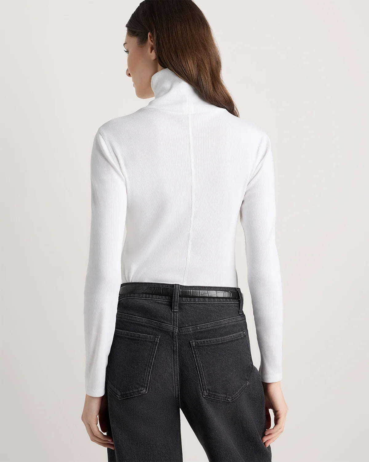 Organic Cotton Micro-Rib Turtleneck - XS / Taupe Brown