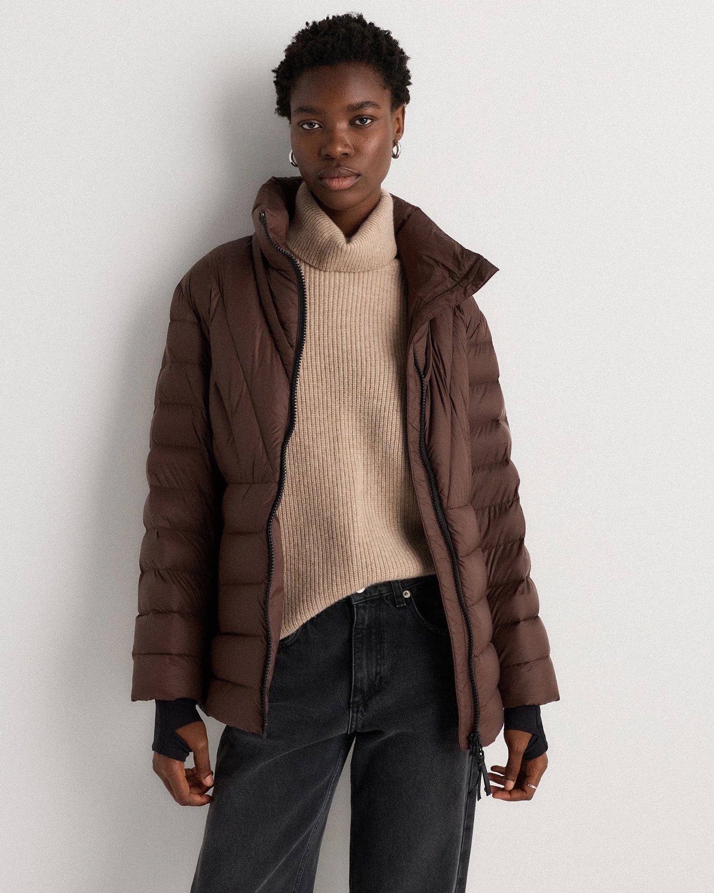 Responsible Down Belted Puffer Coat - XS / Hot Fudge