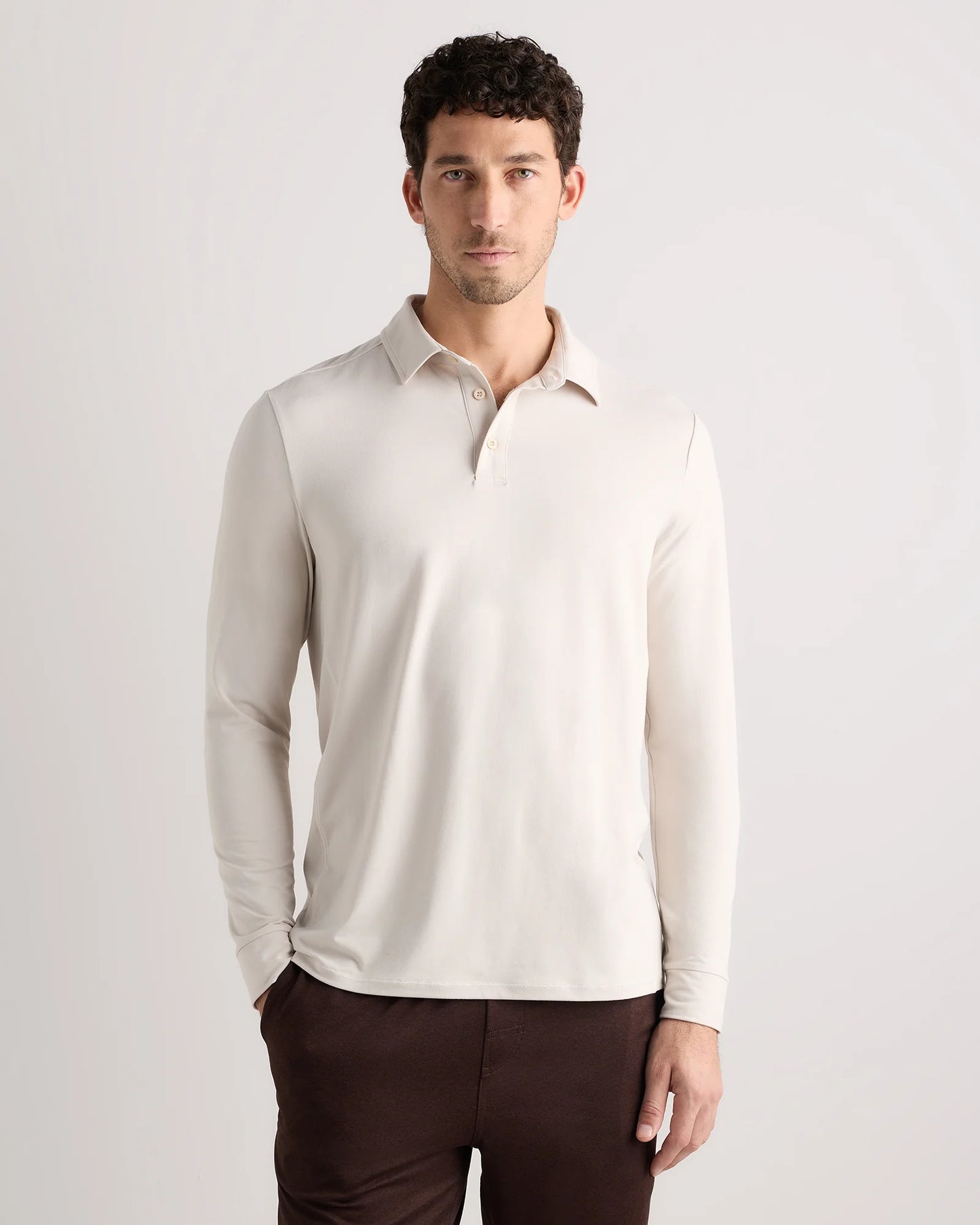 Flowknit Breeze Performance Long Sleeve Polo - XS / Heather Black
