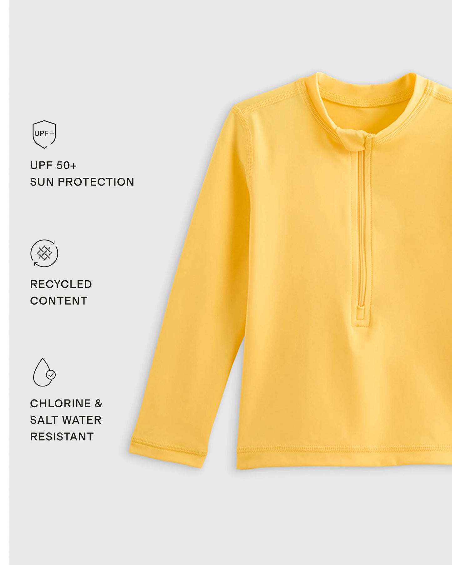 Long Sleeve Zip-Up Rash Guard - 0-3M / Yellow