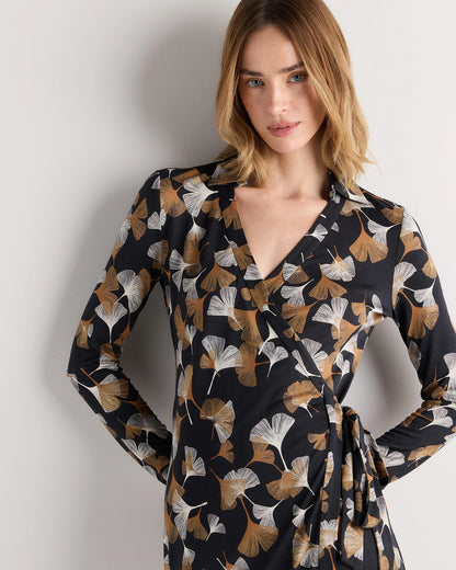 100% Silk Jersey Midi Wrap Dress - XS / Crimson Prism