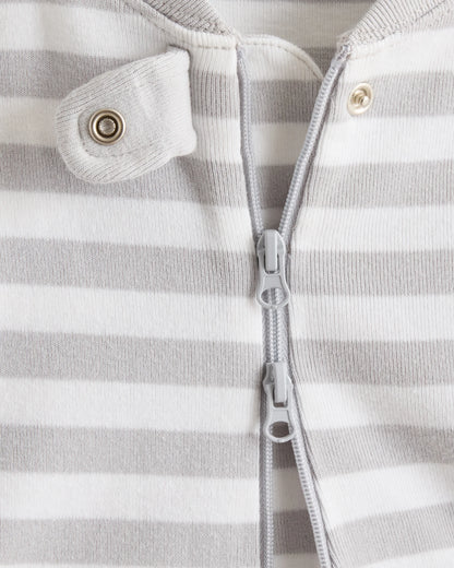 100% Organic Cotton One Piece Pajama - 0-3M / Navy Stripe
