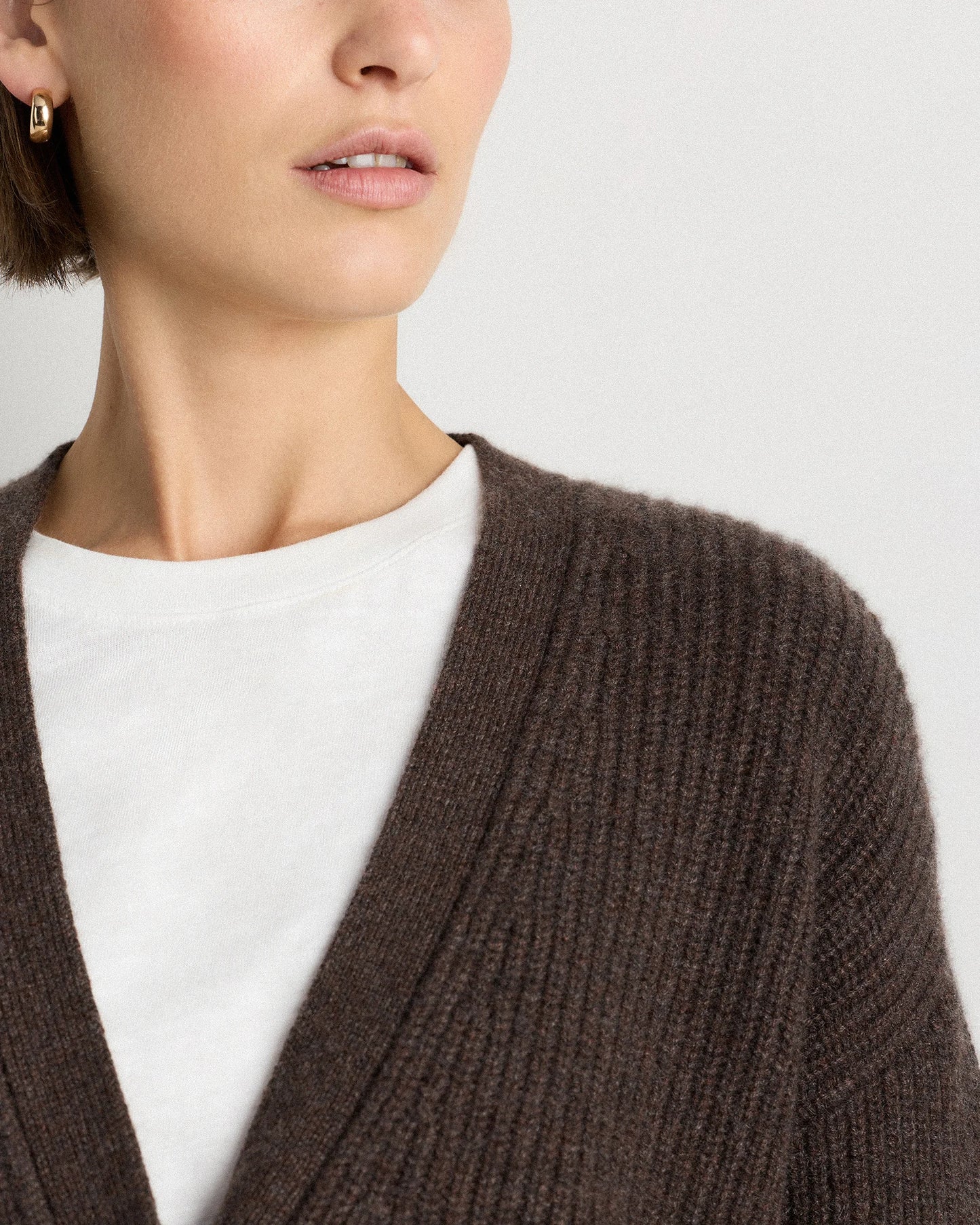 Mongolian Cashmere Fisherman Boxy Cropped Cardigan Sweater - XS / Faded Denim