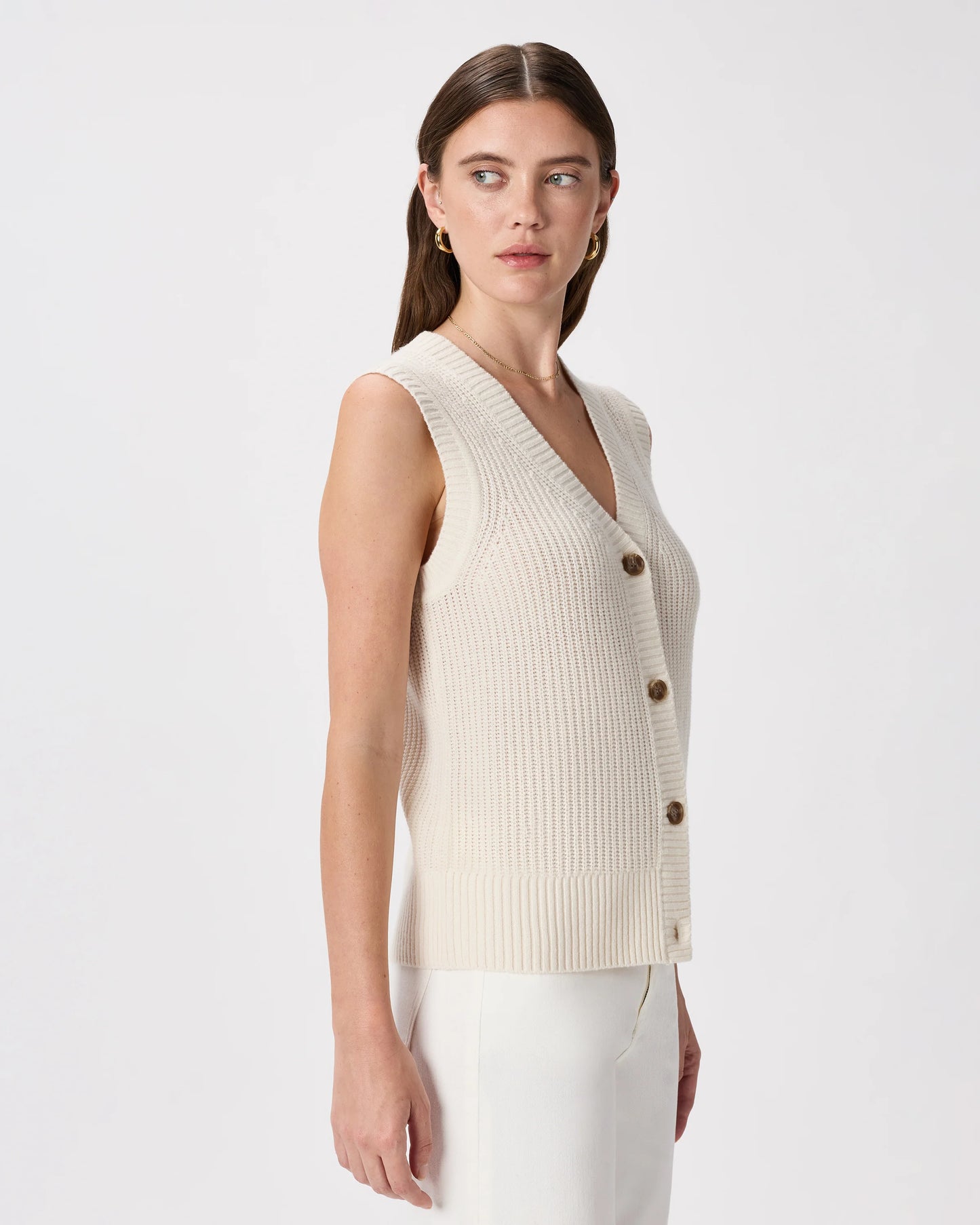 Mongolian Cashmere Fisherman Sweater Vest - XS / Oatmeal
