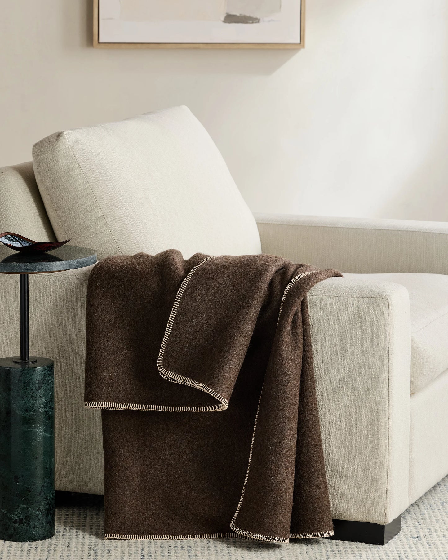 Wool Whipstitch Throw - 50x70 / Olive