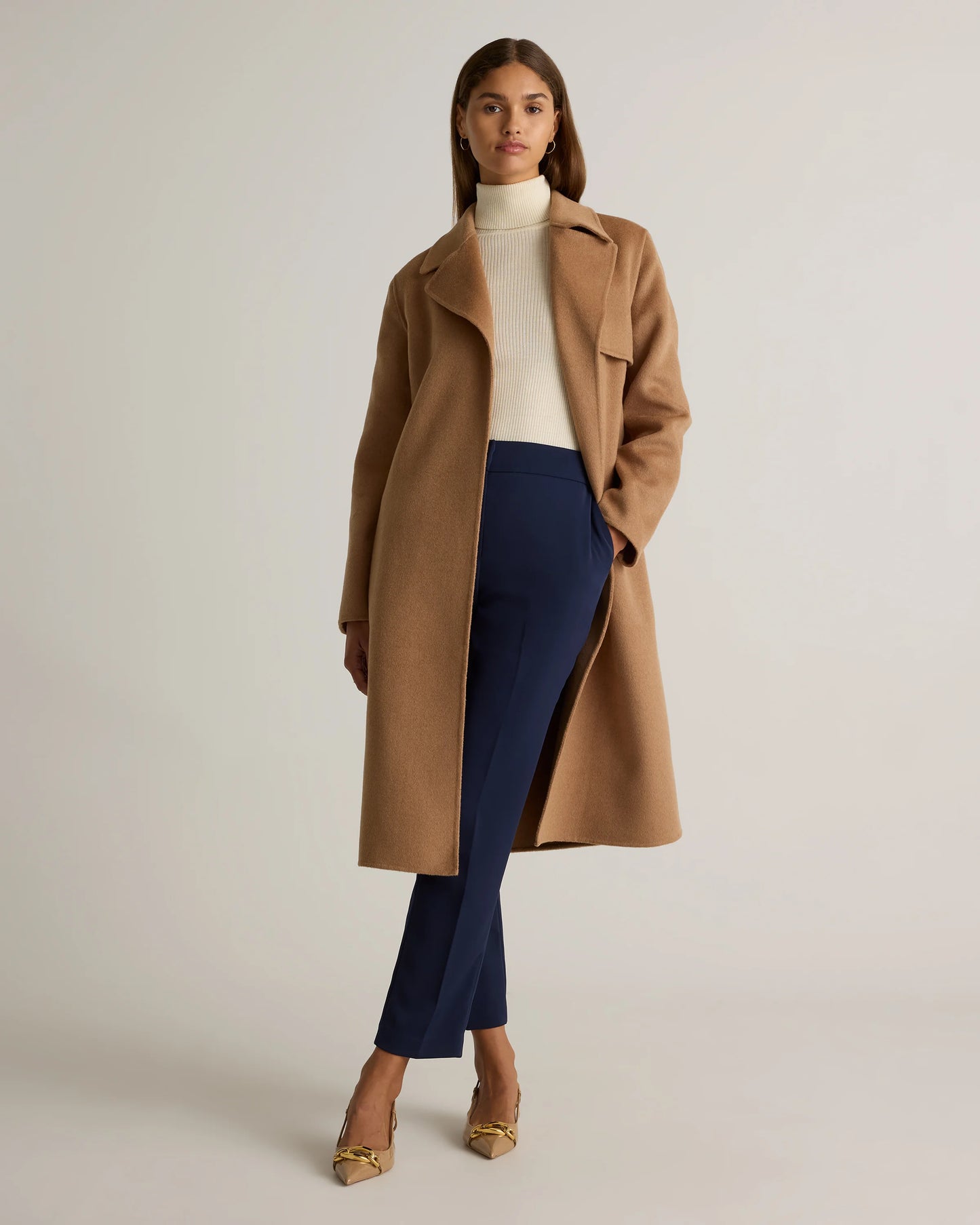 Double-Faced Merino Wool Trench Coat - XS / Caramel