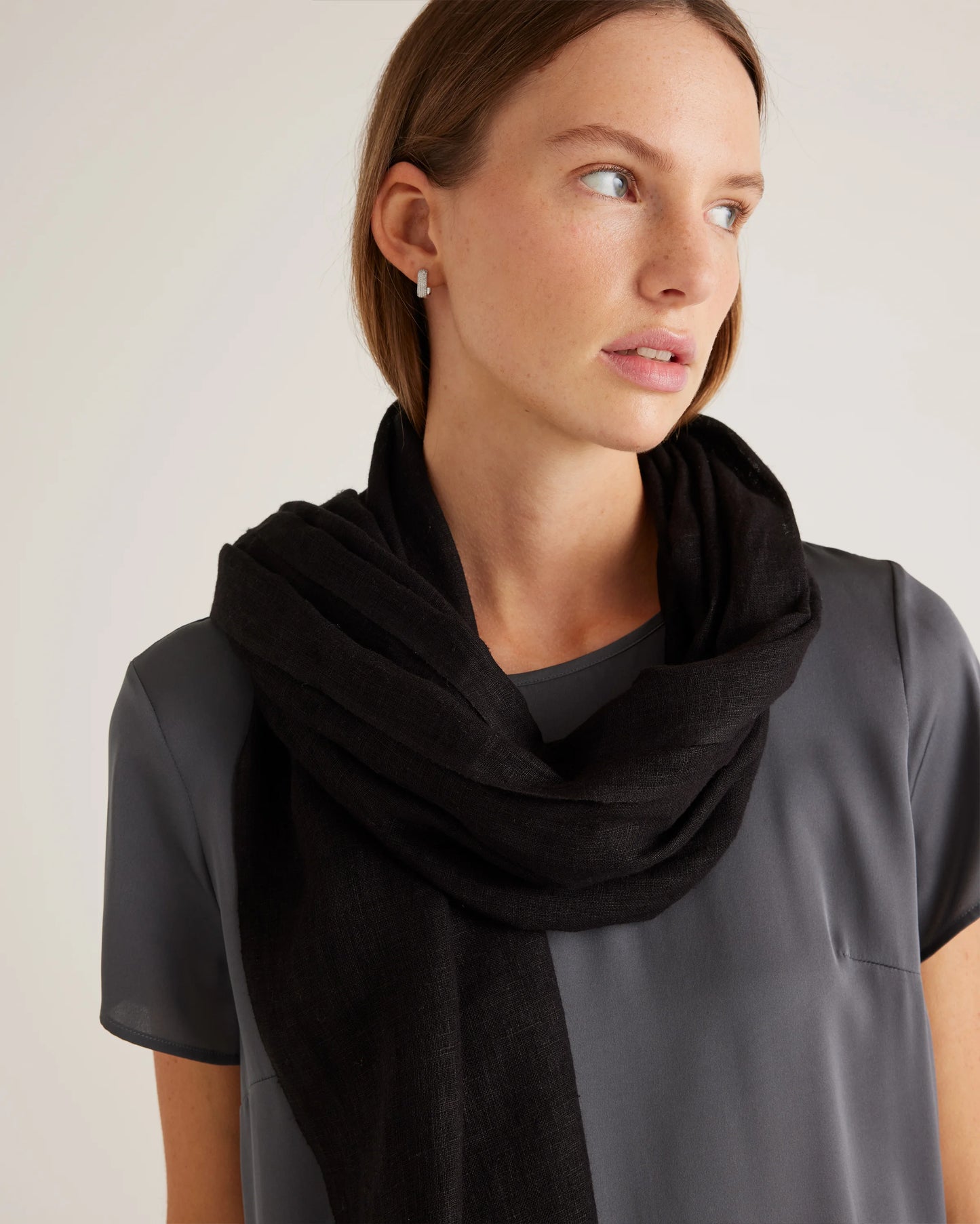 100% European Linen Scarf - One Size / Porcelain Blue