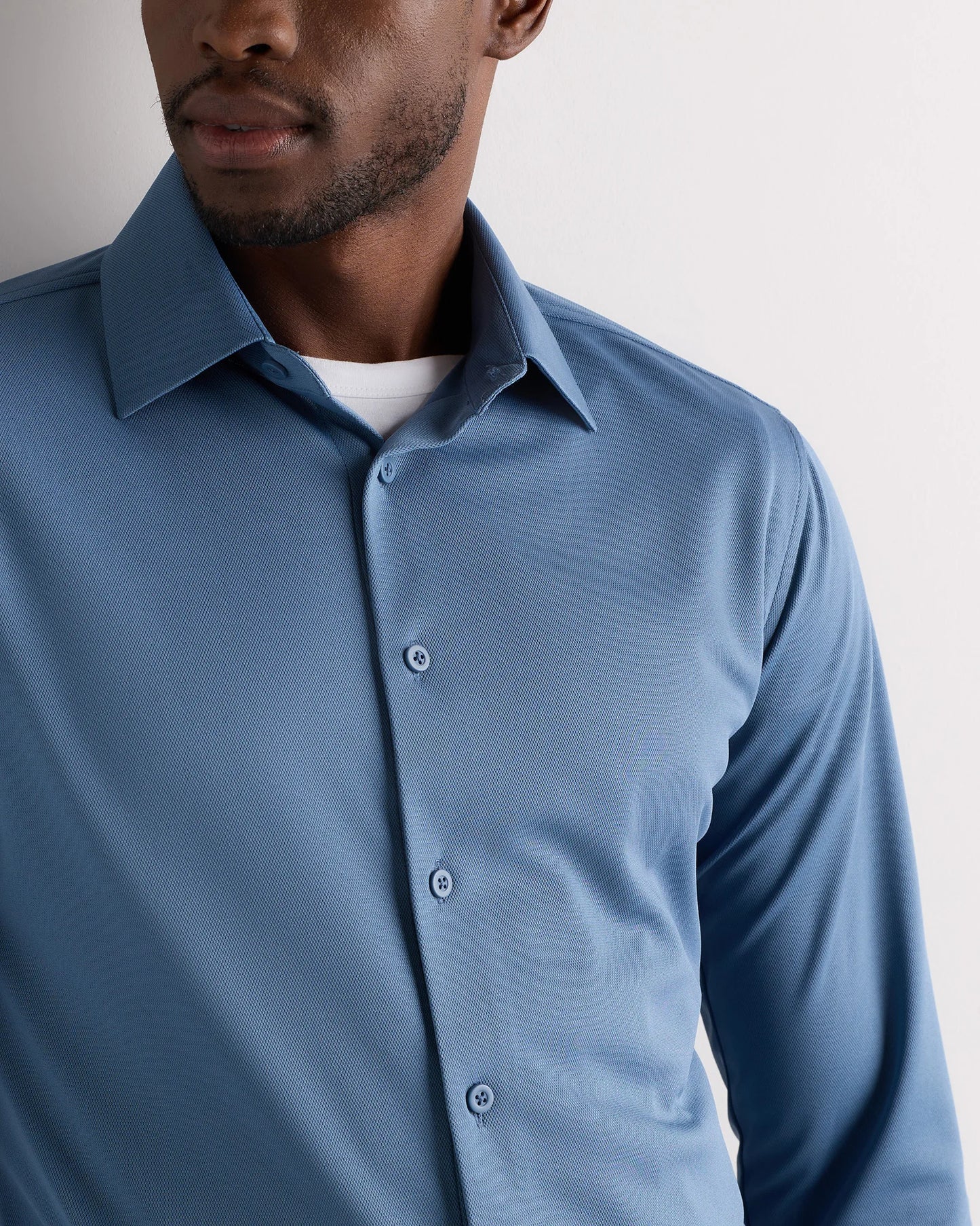 Commuter Stretch Pique Long Sleeve Button Down - XS / Dark Coal