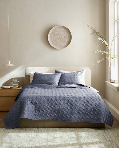 Organic Cotton Basketweave Quilt - Twin / White