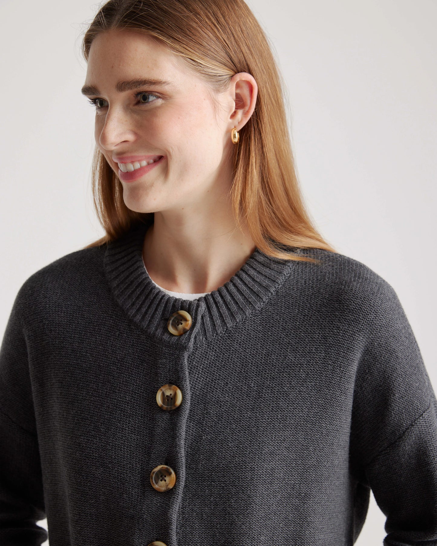 100% Organic Cotton Cropped Cardigan - XS / Heather Brown