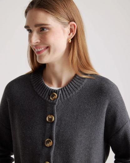 100% Organic Cotton Cropped Cardigan - XS / Heather Brown