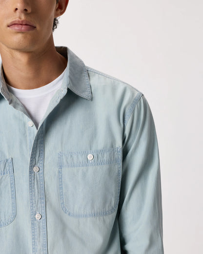 100% Organic Chambray Long Sleeve Shirt - S / Light Chambray