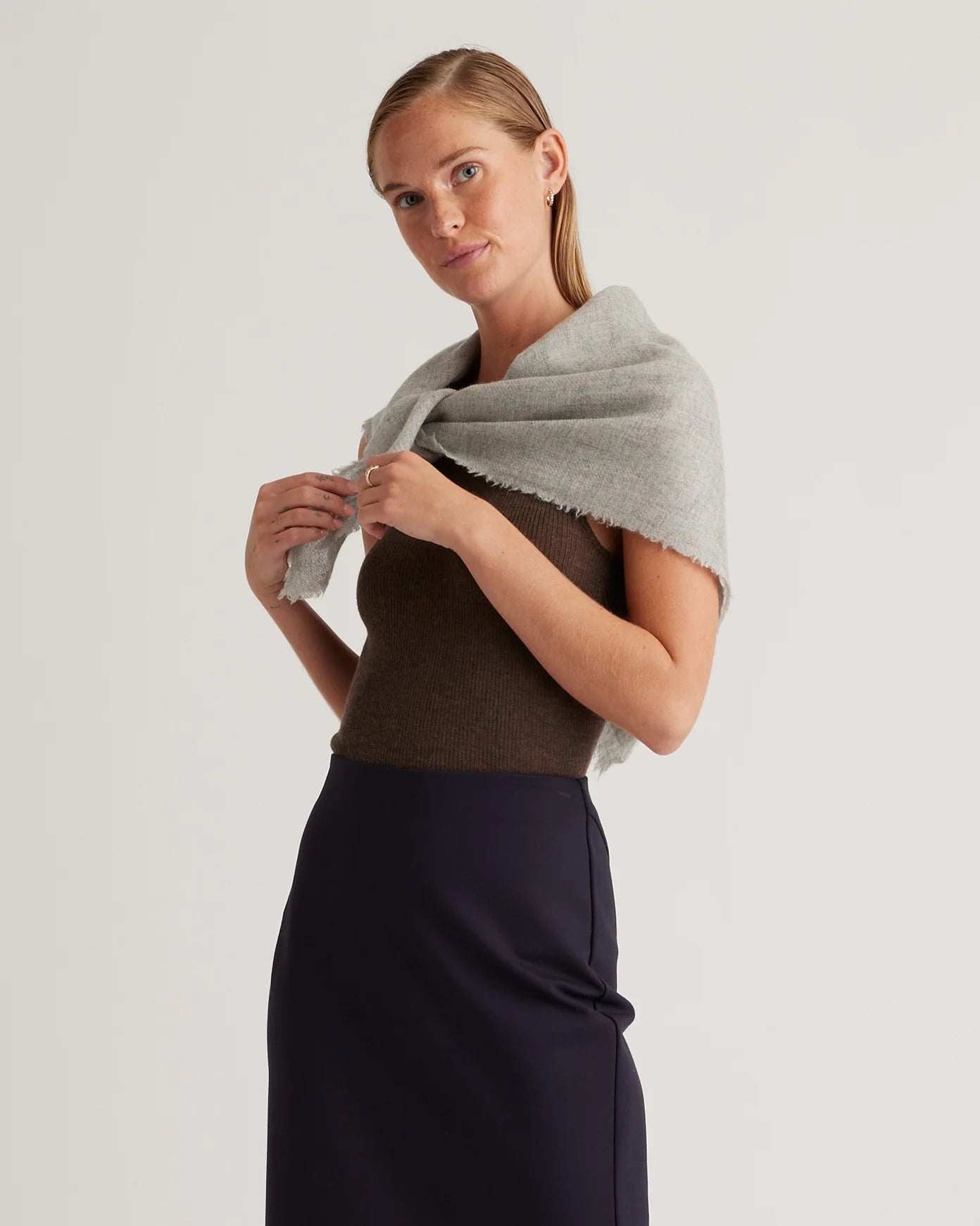 Mongolian Cashmere Square Scarf - One Size / Rich Burgundy