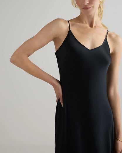 100% Washable Silk Slip Dress - XS / Black