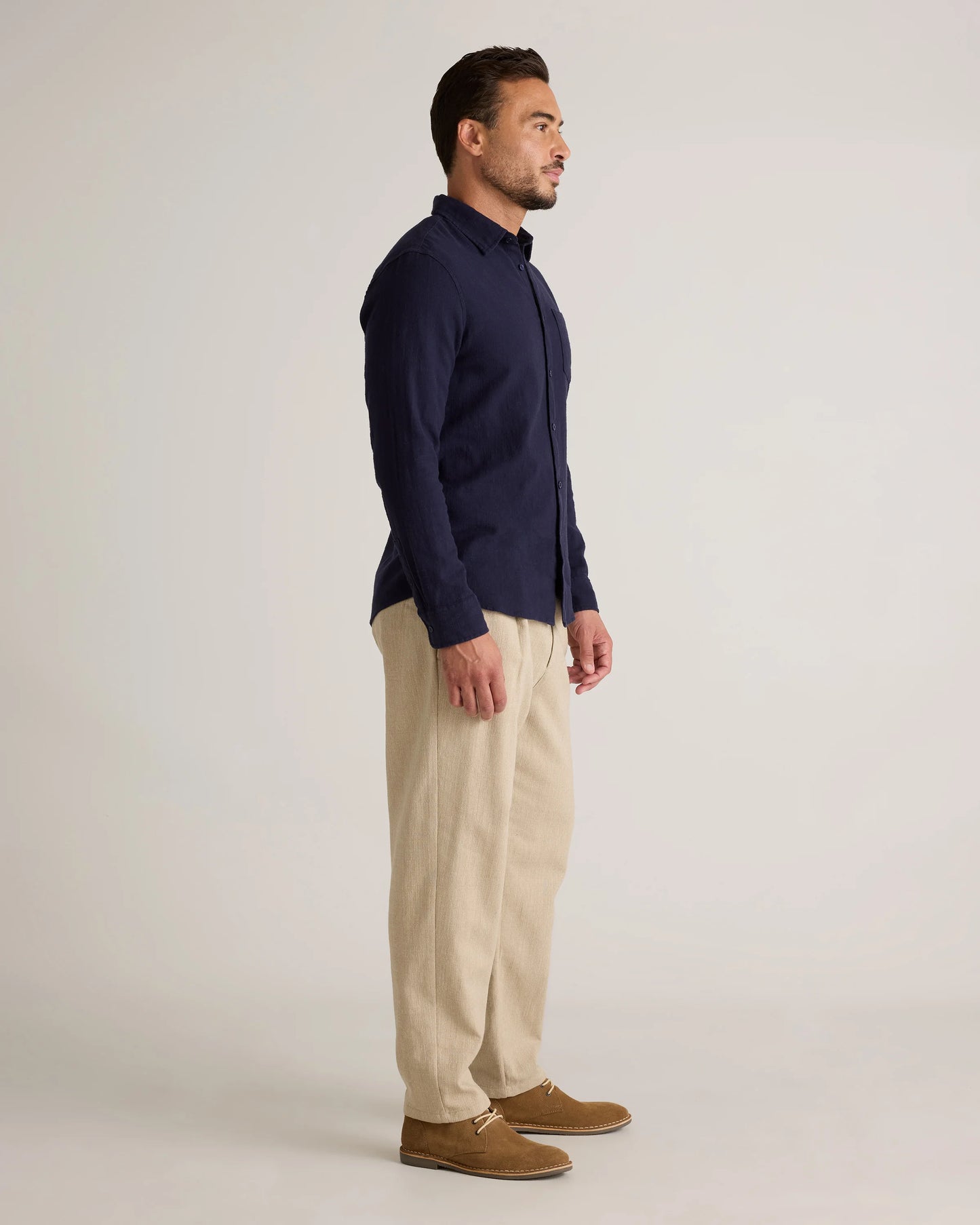 Organic Cotton Stretch Selvage Shirt - S / Mini Blue Stripe