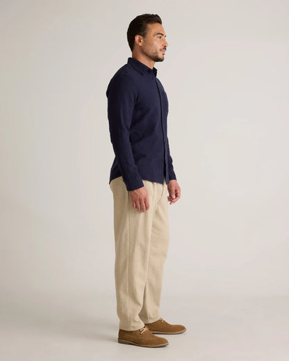 Organic Cotton Stretch Selvage Shirt - S / Mini Blue Stripe