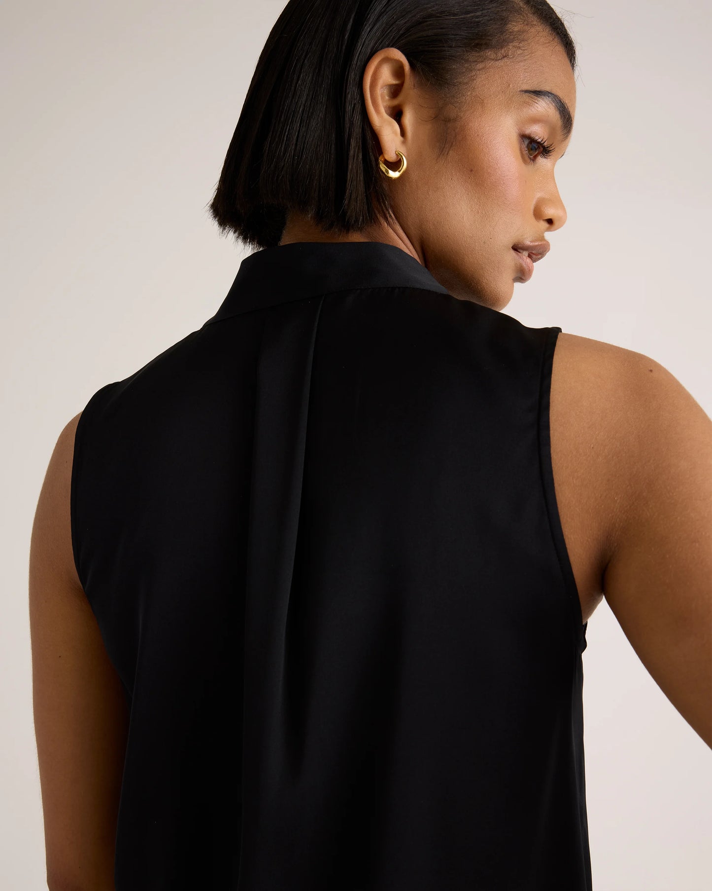 Washable Stretch Silk Sleeveless Blouse - XS / Black