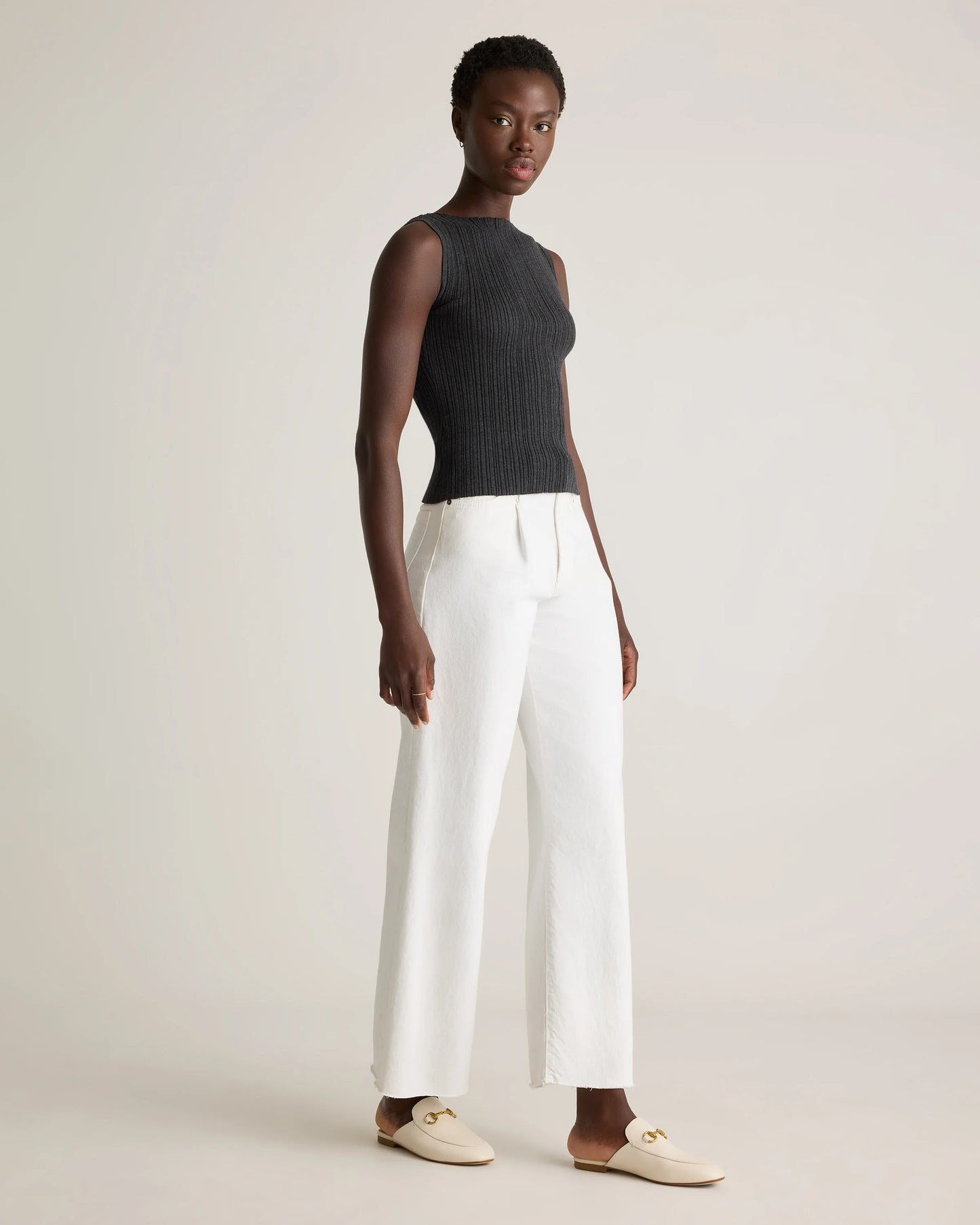 Cotton Cashmere Ribbed Tank - XS / Heather Oatmeal