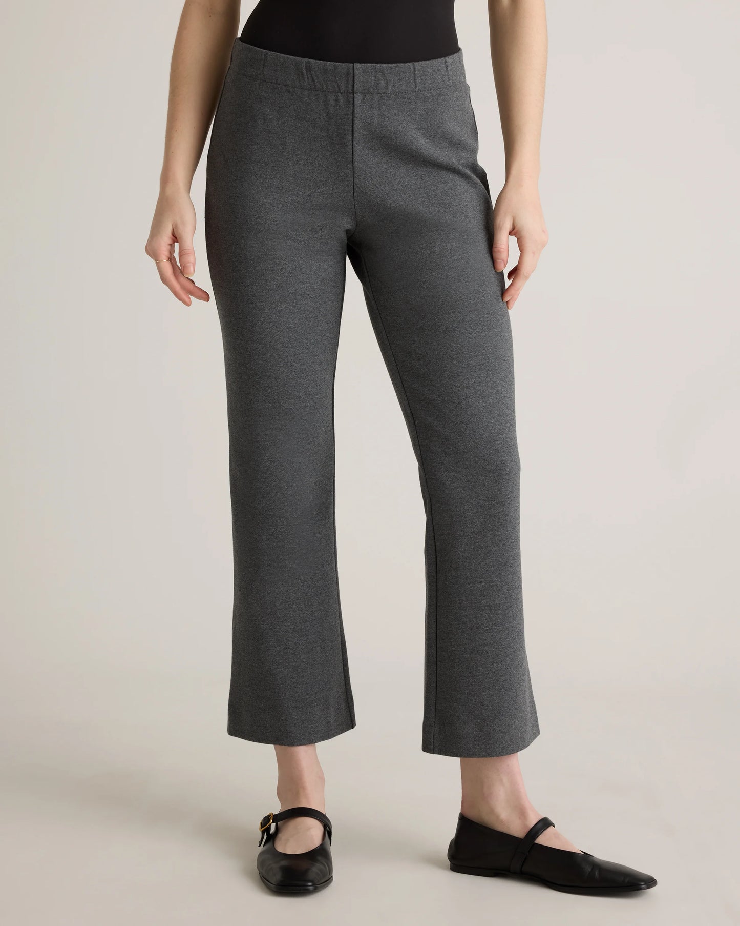 Organic Cotton Double Knit Kick Flare Pants - XS / Heather Charcoal Grey
