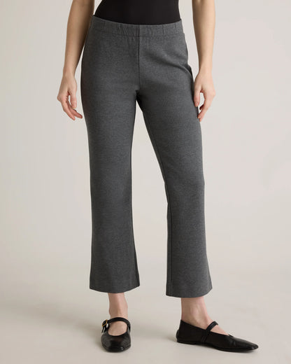 Organic Cotton Double Knit Kick Flare Pants - XS / Heather Charcoal Grey