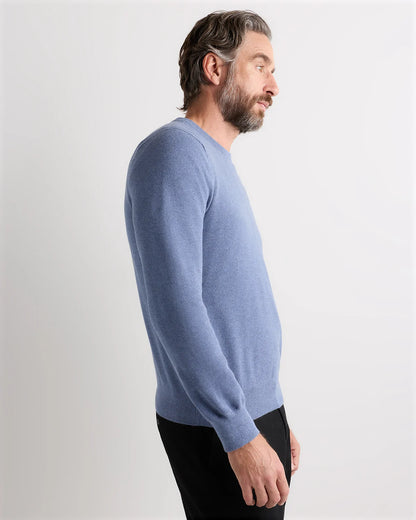 100% Organic Cotton Pique Crewneck Sweater - S / Moonstone Blue