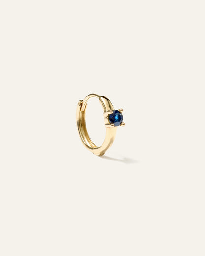 14K Gold Gemstone Tiny Huggie - Single - One Size / Emerald