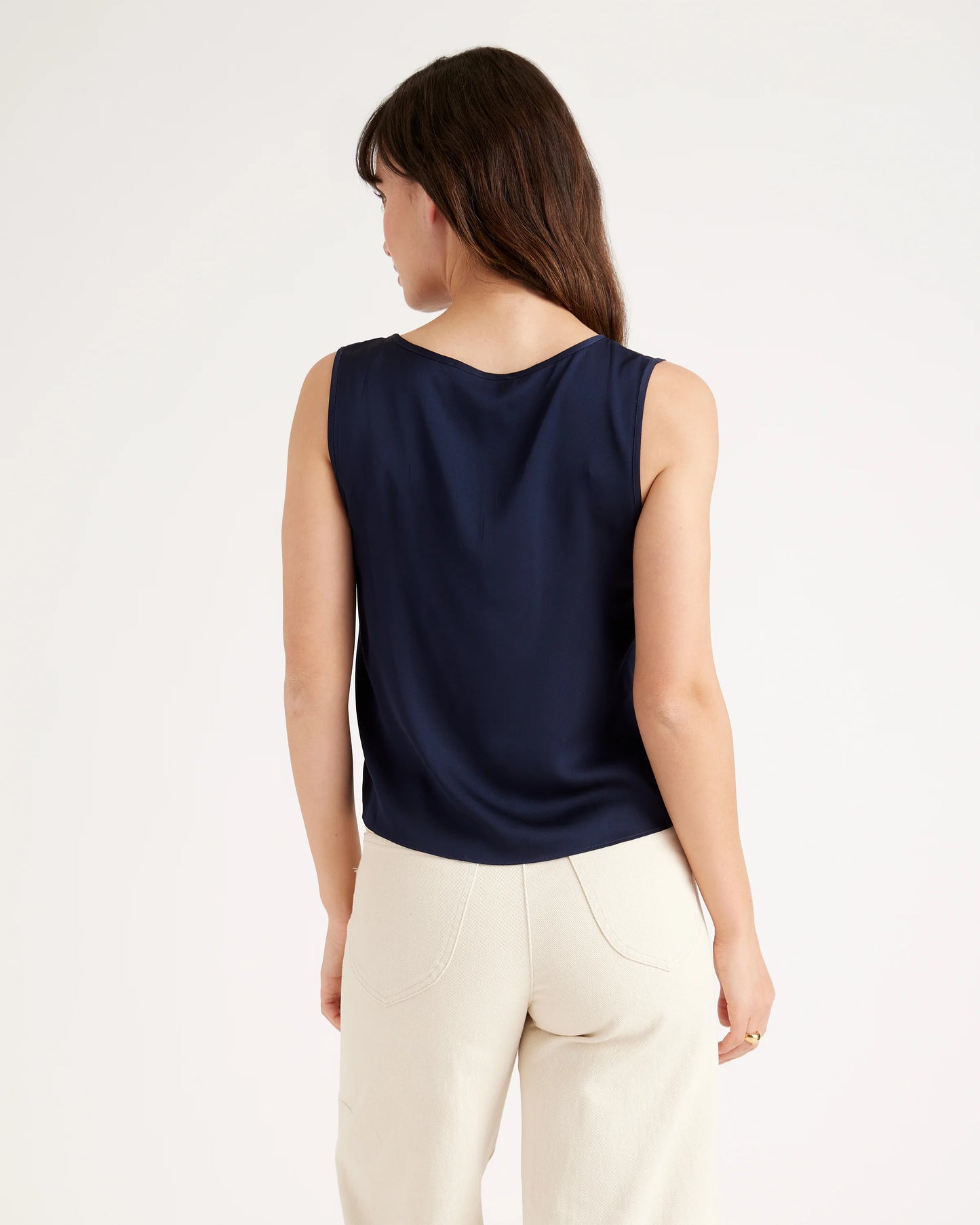 Washable Stretch Silk Tank - XS / Navy