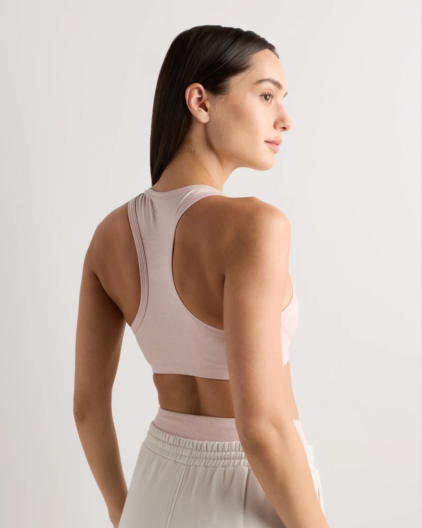 Ultra-Soft V-Neck Racerback Bra - XS / Heather Black