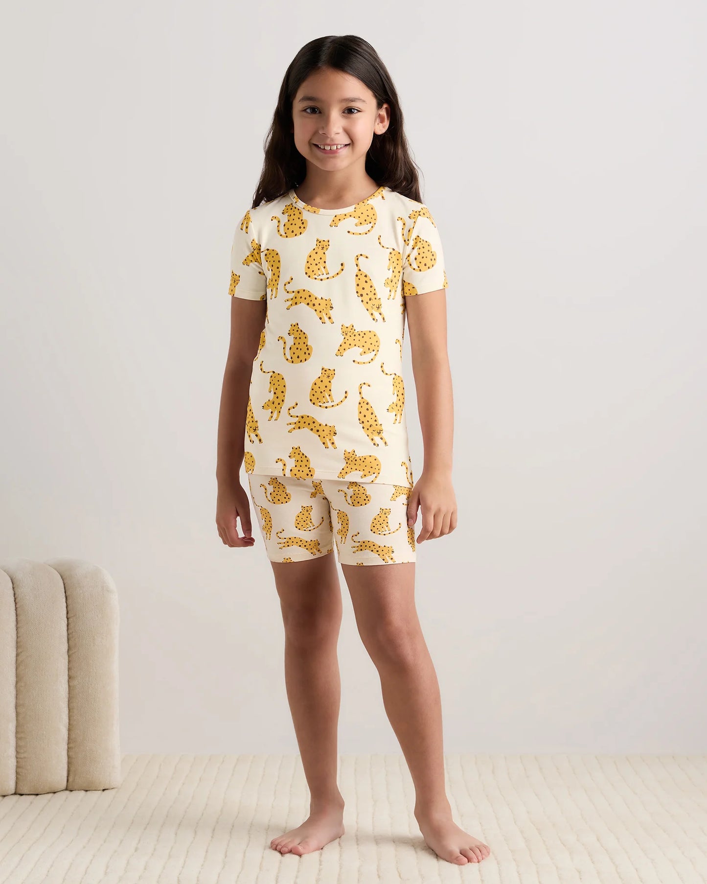 Bamboo Short Sleeve and Shorts Pajama Set - 6 / Lavender Hearts