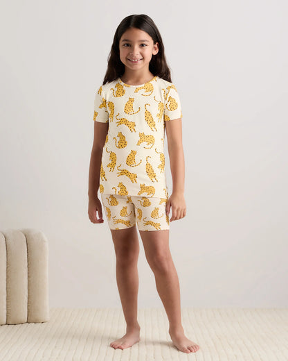 Bamboo Short Sleeve and Shorts Pajama Set - 6 / Lavender Hearts