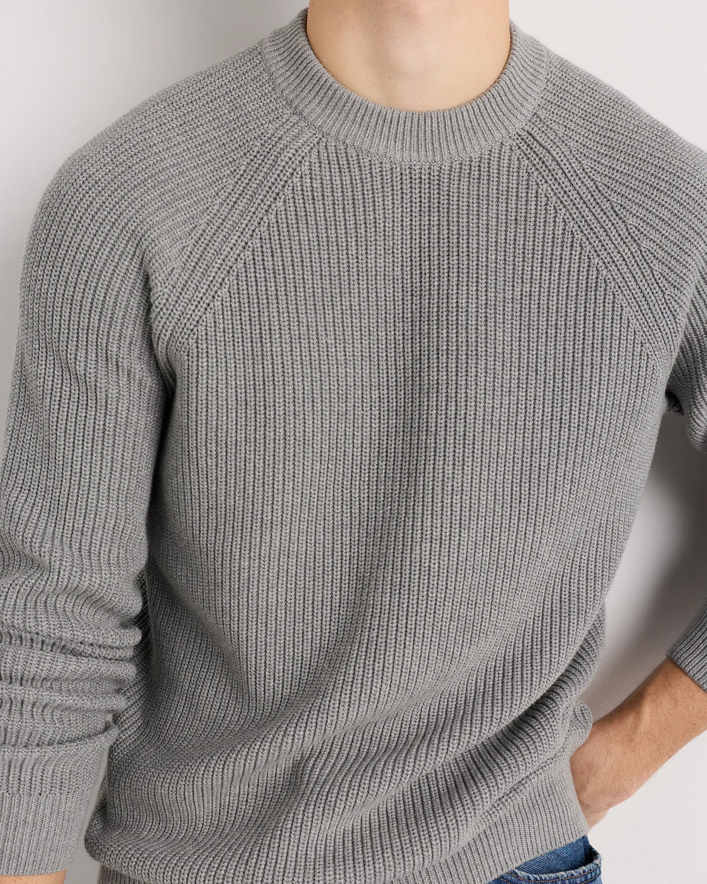 100% Organic Cotton Ribbed Crewneck Sweater - XS / Bahia Blue