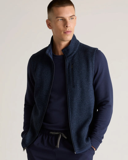 Sweater-Knit Fleece Full-Zip Vest - S / Heather Mineral Green