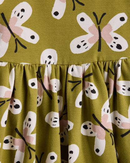 Organic Cotton Long Sleeve Skater Dress - 0-3M / Flower Buds