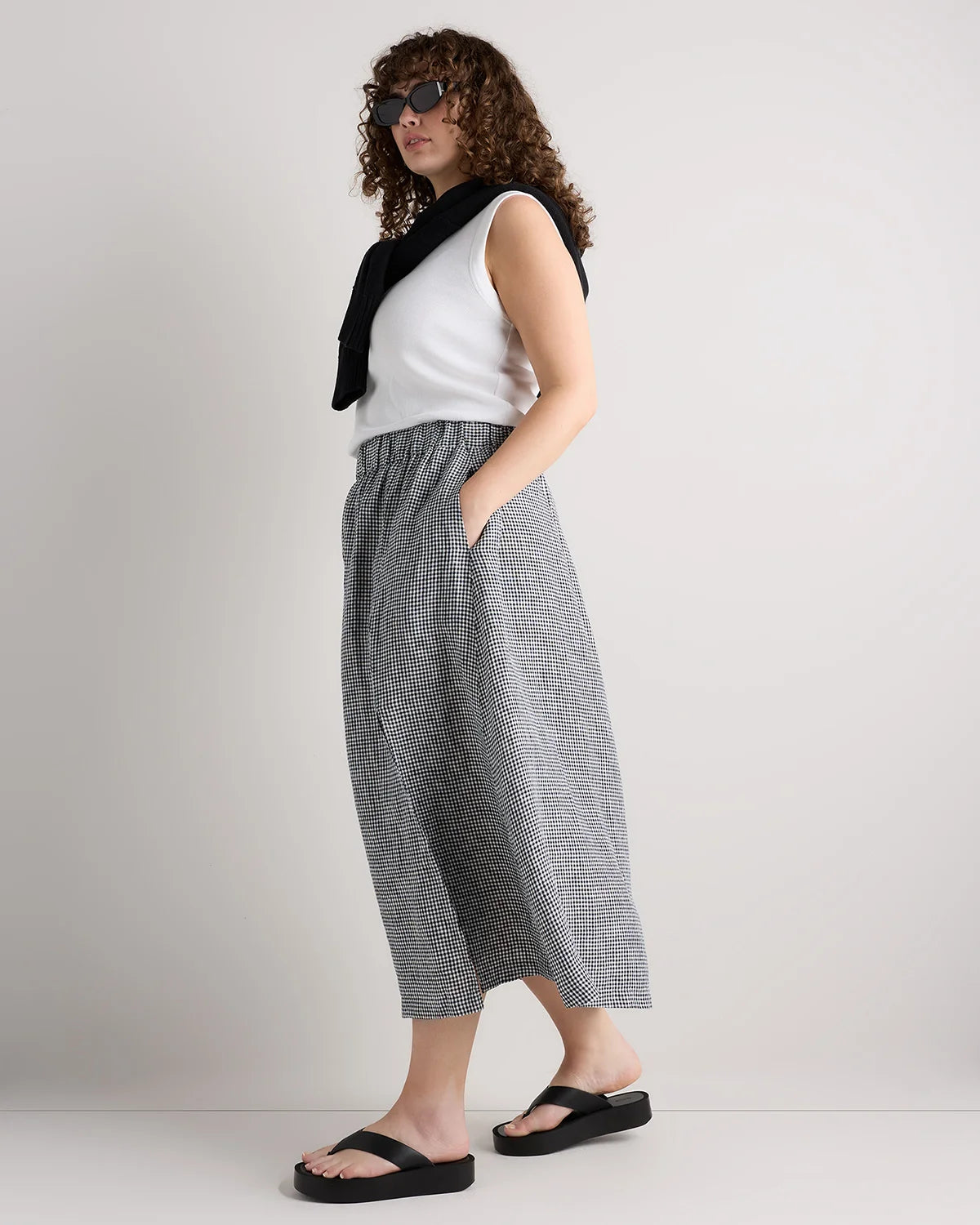 100% European Linen Maxi Skirt - 1X / Black