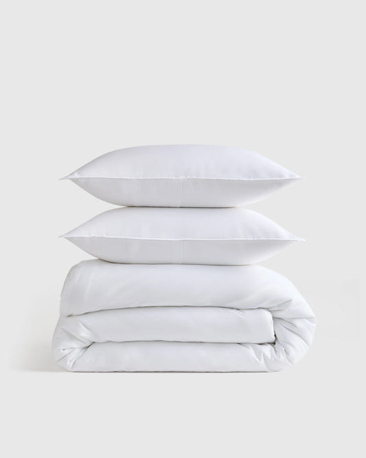 Organic Cotton Sateen Comforter Set - Twin / White