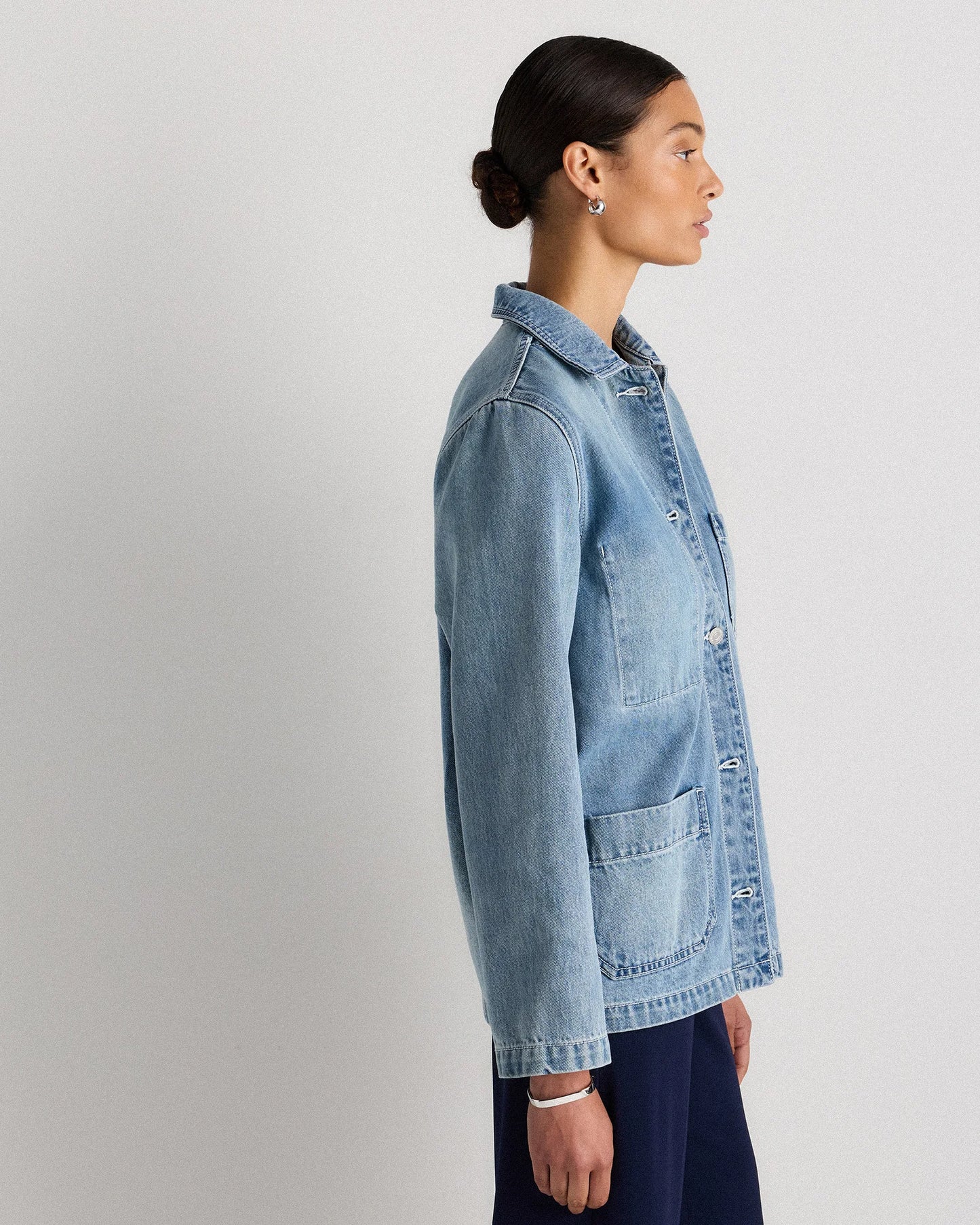 100% Organic Cotton Denim Chore Jacket - XS / Indigo Blue