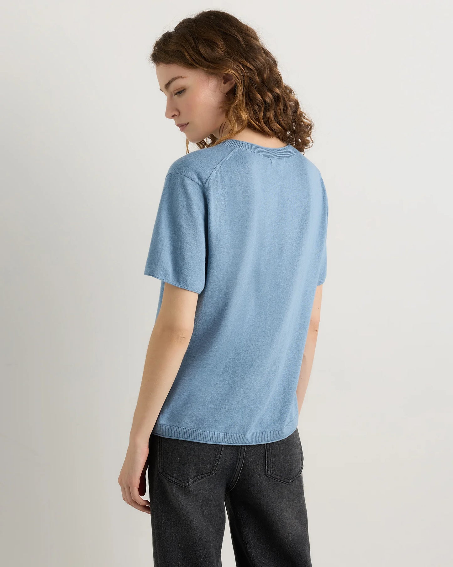 Lightweight Cotton Cashmere Relaxed Sweater Tee - XS / Sugar Stone