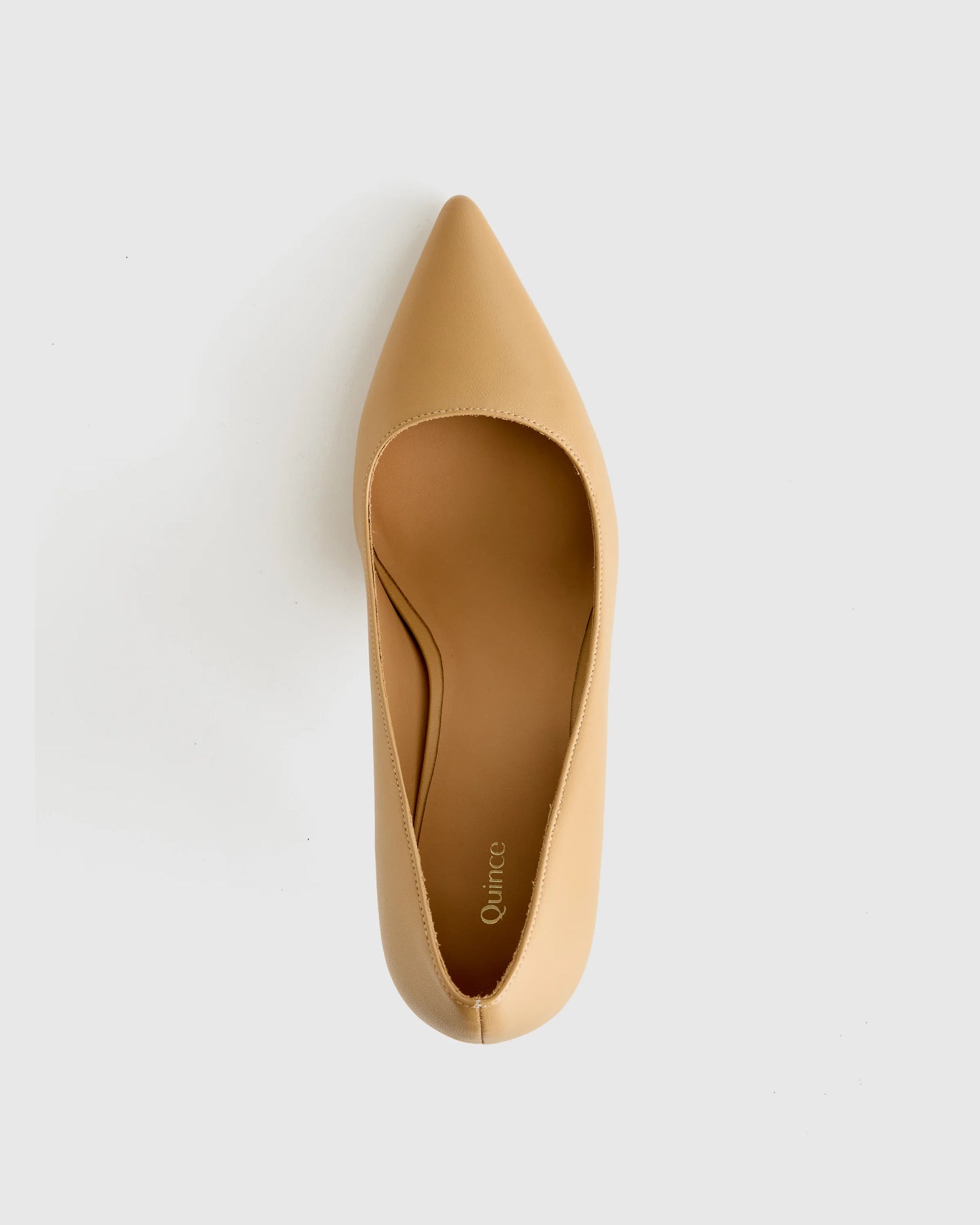 Italian Leather 75mm Pointy Toe Pump - 5 / Cashew